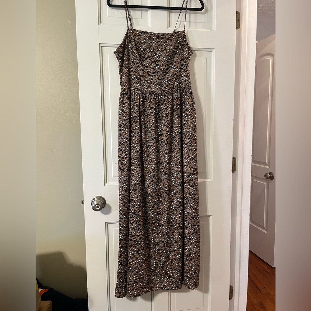 Grid threads large maxi animal print dress